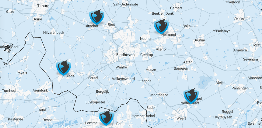 Plattegrond vestigingen Kass